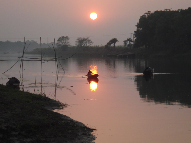 Sunset on the Jalangi River - a tributary of the Hoogly that runs behind Balakhana