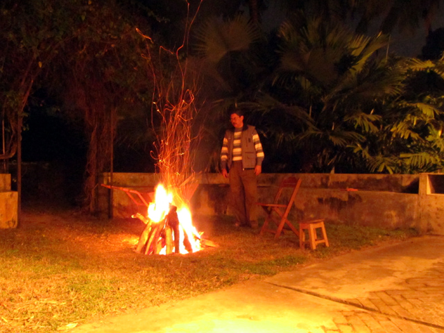 A bonfire in December at The Thatch